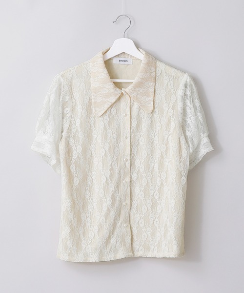 anown（アノン）の「ビッグカラー レースパフスリーブブラウス【ファッションインフルエンサーanchan×anown 限定コラボ】（シャツ/ブラウス・レディース・ホワイト/ピンク・S/M）」の10枚目の写真