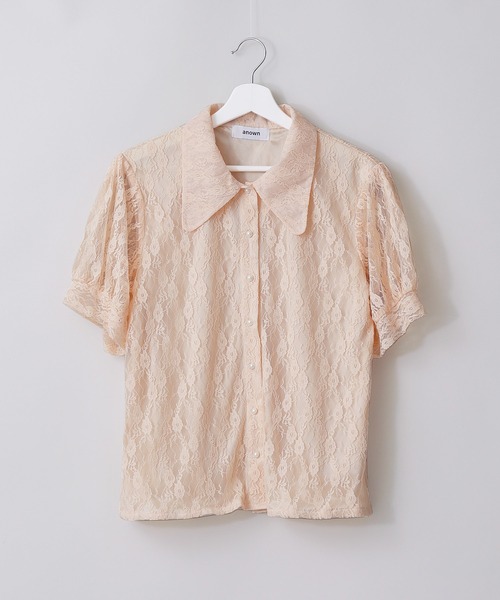 anown（アノン）の「ビッグカラー レースパフスリーブブラウス【ファッションインフルエンサーanchan×anown 限定コラボ】（シャツ/ブラウス・レディース・ホワイト/ピンク・S/M）」の8枚目の写真