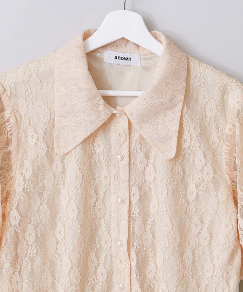 anown（アノン）の「ビッグカラー レースパフスリーブブラウス【ファッションインフルエンサーanchan×anown 限定コラボ】（シャツ/ブラウス・レディース・ホワイト/ピンク・S/M）」の4枚目の写真