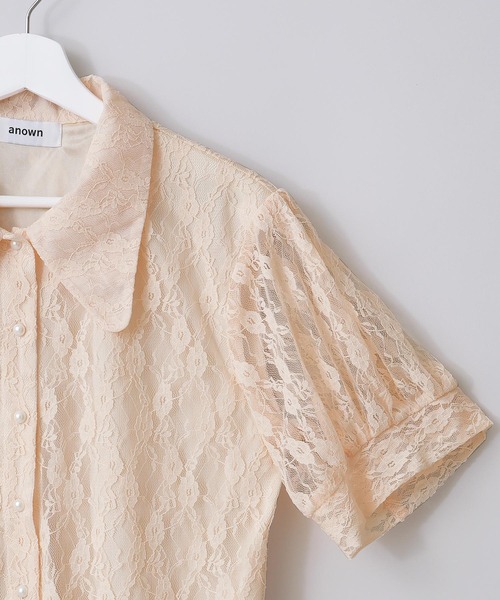 anown（アノン）の「ビッグカラー レースパフスリーブブラウス【ファッションインフルエンサーanchan×anown 限定コラボ】（シャツ/ブラウス・レディース・ホワイト/ピンク・S/M）」の6枚目の写真