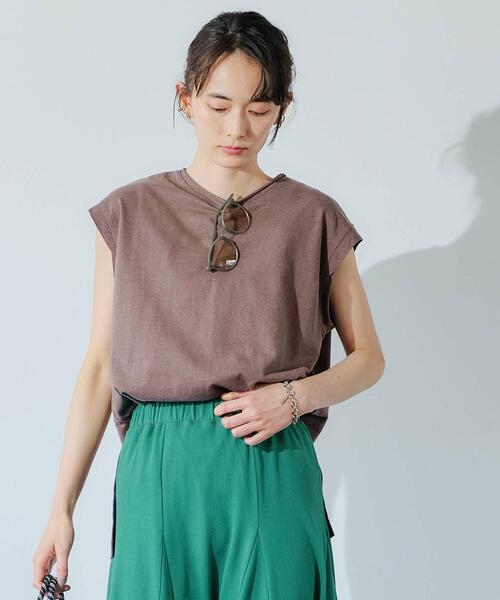 green label relaxing（グリーンレーベルリラクシング）の「CFC ソデ ツイスト ノースリーブ プルオーバー カットソー（Tシャツ/カットソー・レディース・オレンジ/ベージュ/その他1/ダークブラウン・FREE）」の2枚目の写真