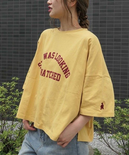 CORNERS（コーナーズ）の「カレッジロゴオーバーサイズTシャツ（Tシャツ/カットソー・レディース・スミクロ/マスタード/ネイビー/オフホワイト・FREE）」の9枚目の写真