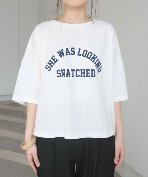 CORNERS（コーナーズ）の「カレッジロゴオーバーサイズTシャツ（Tシャツ/カットソー・レディース・スミクロ/マスタード/ネイビー/オフホワイト・FREE）」の16枚目の写真