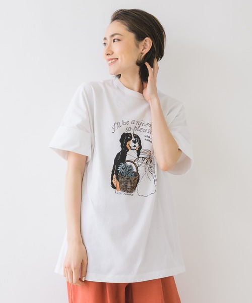 Katharine Ross キャサリンロス の Katharine Ross Cat Dog 犬猫オリジナルプリントtシャツ Tシャツ カットソー Wear