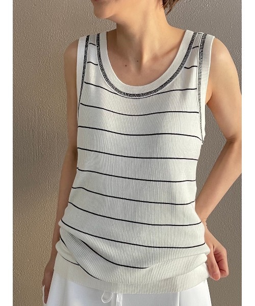 BEARDSLEY（ビアズリー）の「ニットタンク（Tシャツ/カットソー・レディース・ブラック/ホワイト・FREE）」の2枚目の写真