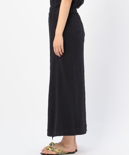 unfil リネン100%フレンチリネンジャージーAラインアンフィルブラック
