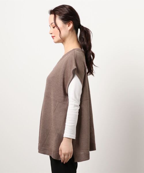 Samansa Mos2（サマンサ モスモス）の「前後着脇チャイナ釦ニットベスト（ベスト・レディース・ベージュ/キナリ/チャコール・ﾌﾘ-）」の5枚目の写真