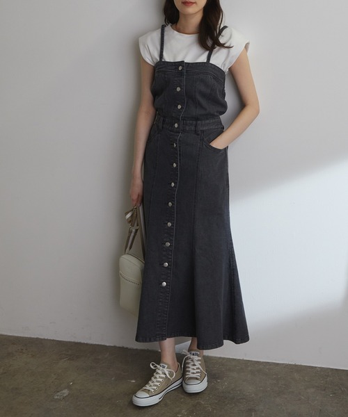 vis-`a-vis(ビサビ)の「【WEB限定】マーメイドラインデニムジャンパースカート(ジャンパースカート・レディース・スミクロ/ブルー系その他4・S/M)」の14枚目の写真