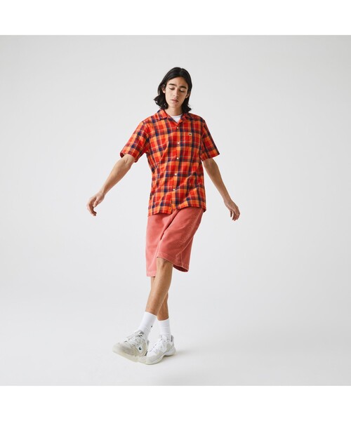 LACOSTE(ラコステ)の「オープンネックチェックシャツ(シャツ/ブラウス・メンズ・ネイビー/オレンジ/ピンクベージュ・40/38/39/41)」の3枚目の写真