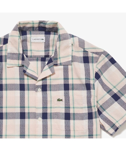 LACOSTE(ラコステ)の「オープンネックチェックシャツ(シャツ/ブラウス・メンズ・ネイビー/オレンジ/ピンクベージュ・40/38/39/41)」の11枚目の写真