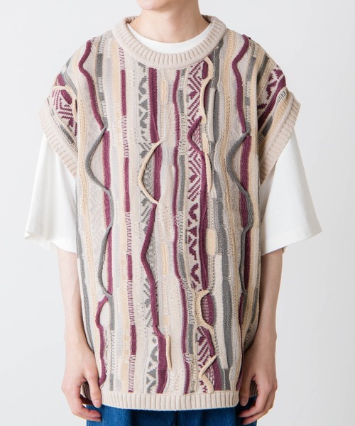 WEGO（ウィゴー）の「WEGO/総柄デザインベスト（ベスト・メンズ・ライトベージュ/ブラック/ブラック系その他・LARGE/MEDIUM）」の13枚目の写真