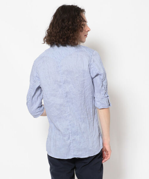 FranCisT_MOR.K.S.（フランシストモークス）の「FranCisT_MOR.K.S./フランシスト モークス/WASHED LINEN H/S SHIRT（シャツ/ブラウス・メンズ・ホワイト/ブラック/ラベンダー・2/3/4）」の5枚目の写真