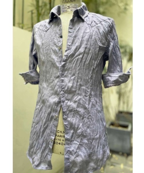 FranCisT_MOR.K.S.（フランシストモークス）の「FranCisT_MOR.K.S./フランシスト モークス/WASHED LINEN H/S SHIRT（シャツ/ブラウス・メンズ・ホワイト/ブラック/ラベンダー・2/3/4）」の3枚目の写真