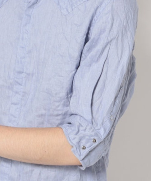 FranCisT_MOR.K.S.（フランシストモークス）の「FranCisT_MOR.K.S./フランシスト モークス/WASHED LINEN H/S SHIRT（シャツ/ブラウス・メンズ・ホワイト/ブラック/ラベンダー・2/3/4）」の13枚目の写真