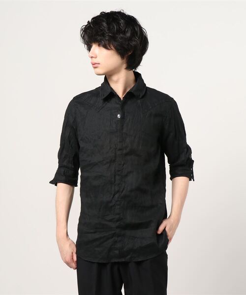 FranCisT_MOR.K.S.（フランシストモークス）の「FranCisT_MOR.K.S./フランシスト モークス/WASHED LINEN H/S SHIRT（シャツ/ブラウス・メンズ・ホワイト/ブラック/ラベンダー・2/3/4）」の17枚目の写真