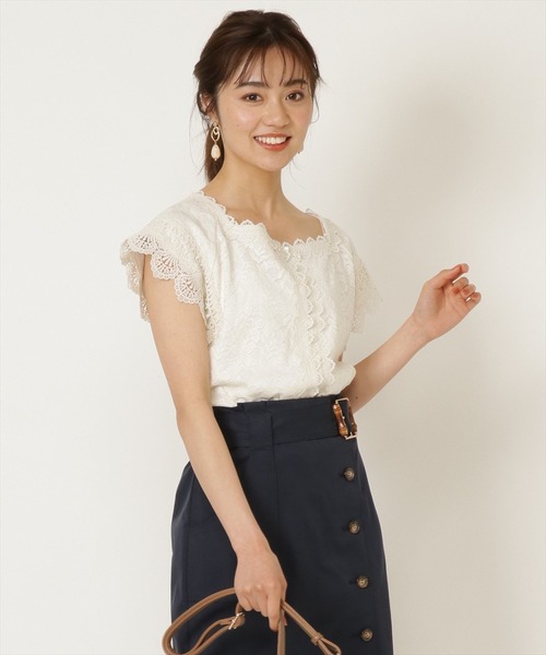 WILLSELECTION（ウィルセレクション）の「レースＭＩＸブラウス（シャツ/ブラウス・レディース・ブラック/オフホワイト/ピンク・MEDIUM）」の2枚目の写真