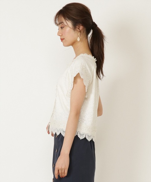 WILLSELECTION（ウィルセレクション）の「レースＭＩＸブラウス（シャツ/ブラウス・レディース・ブラック/オフホワイト/ピンク・MEDIUM）」の5枚目の写真