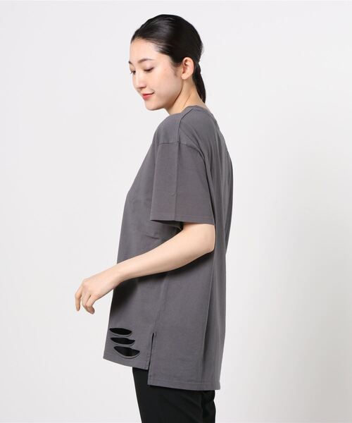 WEGO（ウィゴー）の「WEGO/ツイルワッペンダメージビックシルエットTシャツ（Tシャツ/カットソー・レディース・サックスブルー/スミクロ・FREE）」の21枚目の写真