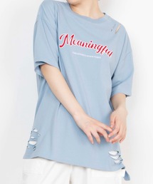 WEGO | WEGO/ツイルワッペンダメージビックシルエットTシャツ(Tシャツ/カットソー)