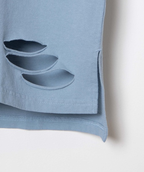 WEGO（ウィゴー）の「WEGO/ツイルワッペンダメージビックシルエットTシャツ（Tシャツ/カットソー・レディース・サックスブルー/スミクロ・FREE）」の14枚目の写真