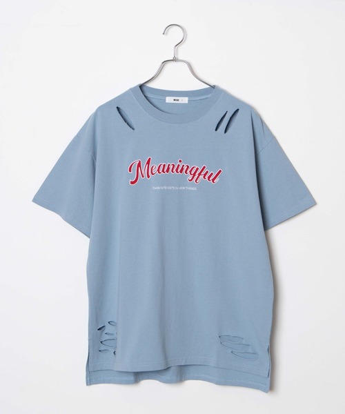 WEGO（ウィゴー）の「WEGO/ツイルワッペンダメージビックシルエットTシャツ（Tシャツ/カットソー・レディース・サックスブルー/スミクロ・FREE）」の13枚目の写真