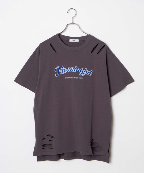 WEGO（ウィゴー）の「WEGO/ツイルワッペンダメージビックシルエットTシャツ（Tシャツ/カットソー・レディース・サックスブルー/スミクロ・FREE）」の12枚目の写真