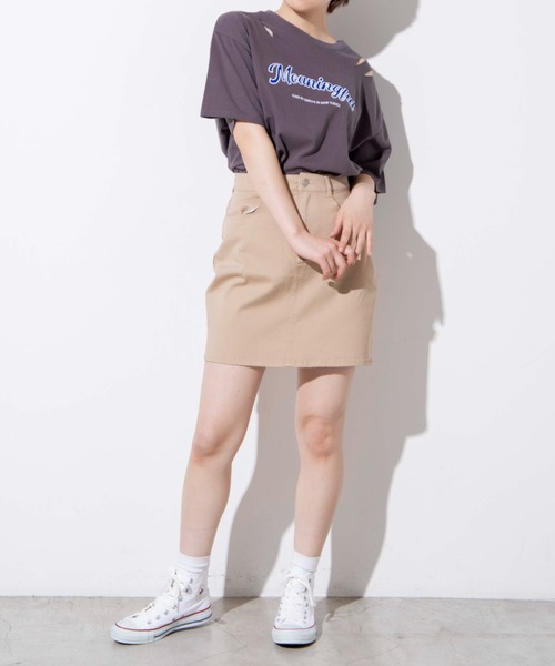 WEGO（ウィゴー）の「WEGO/ツイルワッペンダメージビックシルエットTシャツ（Tシャツ/カットソー・レディース・サックスブルー/スミクロ・FREE）」の3枚目の写真