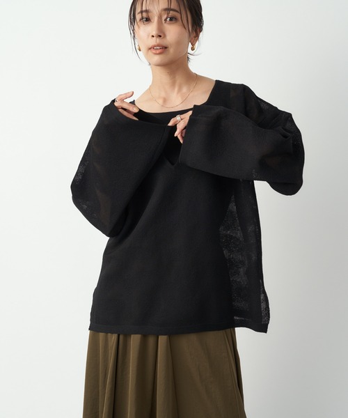 RIVE DROITE（リヴドロワ）の「大人の洗練されたデザインが魅力　ペイズリージャガードニット（ニット/セーター・レディース・ブラック/レッド・FREE）」の4枚目の写真