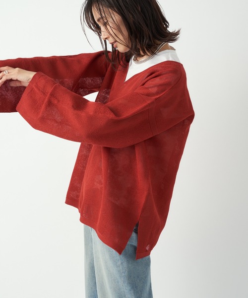 RIVE DROITE（リヴドロワ）の「大人の洗練されたデザインが魅力　ペイズリージャガードニット（ニット/セーター・レディース・ブラック/レッド・FREE）」の17枚目の写真