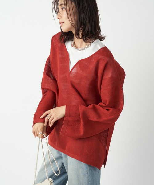 RIVE DROITE（リヴドロワ）の「大人の洗練されたデザインが魅力　ペイズリージャガードニット（ニット/セーター・レディース・ブラック/レッド・FREE）」の18枚目の写真