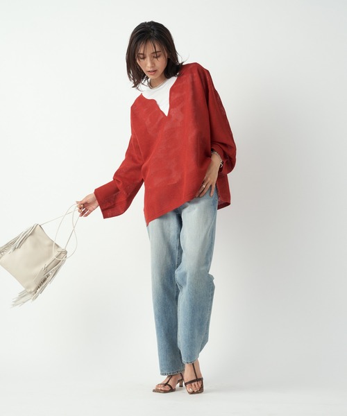 RIVE DROITE（リヴドロワ）の「大人の洗練されたデザインが魅力　ペイズリージャガードニット（ニット/セーター・レディース・ブラック/レッド・FREE）」の22枚目の写真