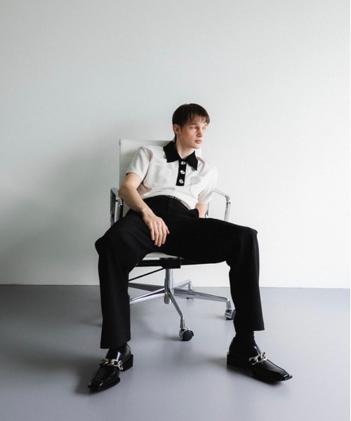 ESC STUDIO（イーエスシースタジオ）の「【ESC STUDIO】Button polo shirt（ポロシャツ・メンズ・ブラック/クリーム・ONE SIZE）」の22枚目の写真