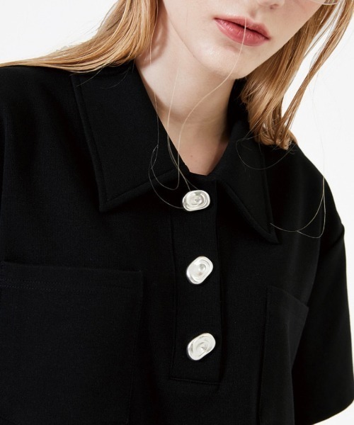 ESC STUDIO（イーエスシースタジオ）の「【ESC STUDIO】Button polo shirt（ポロシャツ・メンズ・ブラック/クリーム・ONE SIZE）」の8枚目の写真