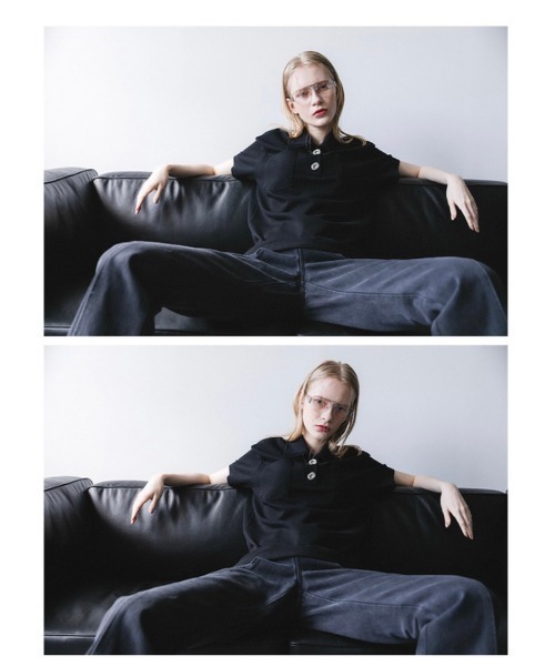 ESC STUDIO（イーエスシースタジオ）の「【ESC STUDIO】Button polo shirt（ポロシャツ・メンズ・ブラック/クリーム・ONE SIZE）」の12枚目の写真