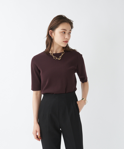 qualite（カリテ）の「ウォッシャブルクルーネックニットT（ニット/セーター・レディース・ダークブラウン/レッド/アイボリー・フリー）」の15枚目の写真