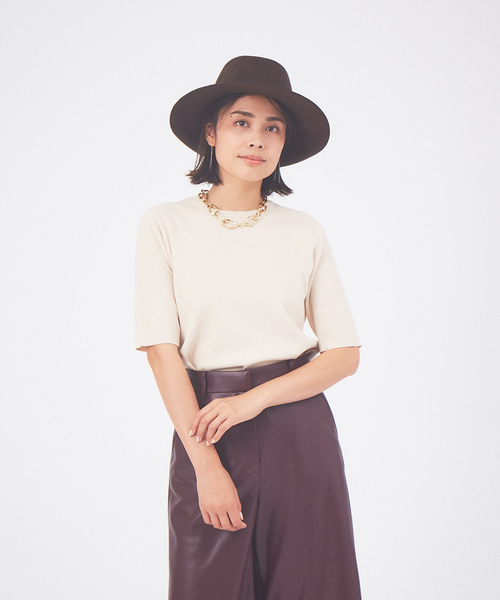 qualite（カリテ）の「ウォッシャブルクルーネックニットT（ニット/セーター・レディース・ダークブラウン/レッド/アイボリー・フリー）」の6枚目の写真