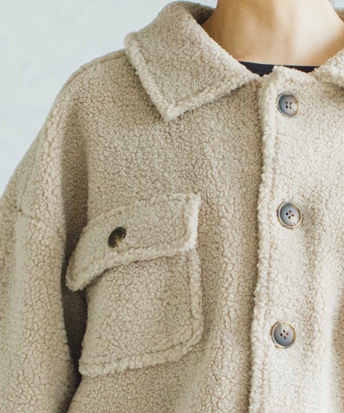 pairmanon（ペアマノン）の「【もこもこボア】【ママサイズ】シープボアCPOジャケット（ブルゾン・レディース・ミント/アイボリー/ベージュ/モカ・FREE）」の11枚目の写真