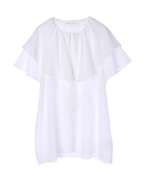 AMERICAN HOLIC(アメリカンホリック)の「フリル衿フレアブラウス(シャツ/ブラウス・レディース・サックスブルー/オフホワイト・FREE)」の4枚目の写真