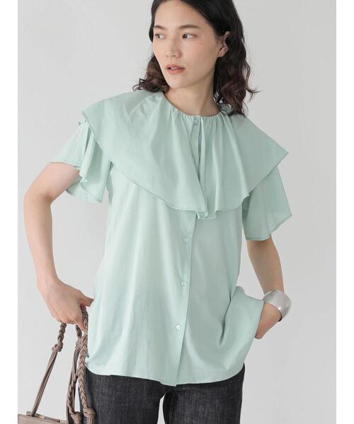 AMERICAN HOLIC(アメリカンホリック)の「フリル衿フレアブラウス(シャツ/ブラウス・レディース・サックスブルー/オフホワイト・FREE)」の1枚目の写真