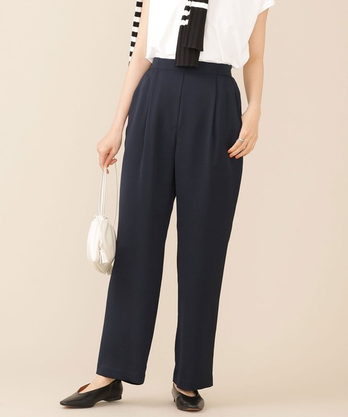 NANO universe（ナノユニバース）の「サッカーサテンイージーギャザーパンツ（その他パンツ・レディース・ブラウン/ネイビー/アイボリー・36/38）」の3枚目の写真