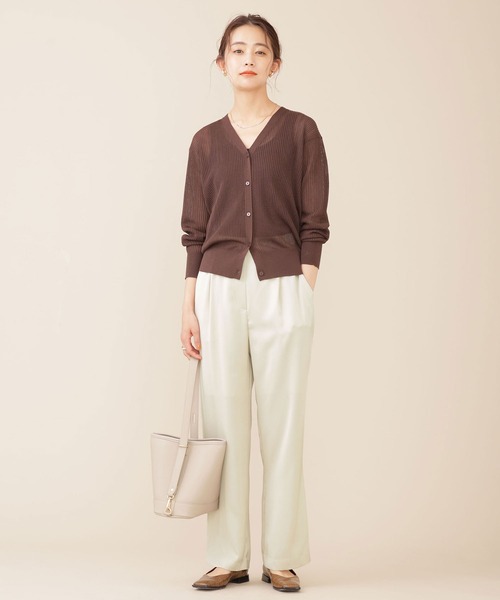 NANO universe（ナノユニバース）の「サッカーサテンイージーギャザーパンツ（その他パンツ・レディース・ブラウン/ネイビー/アイボリー・36/38）」の8枚目の写真