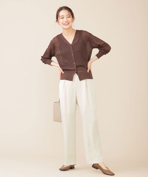 NANO universe（ナノユニバース）の「サッカーサテンイージーギャザーパンツ（その他パンツ・レディース・ブラウン/ネイビー/アイボリー・36/38）」の16枚目の写真