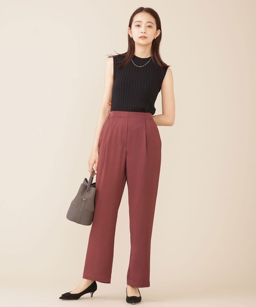 NANO universe（ナノユニバース）の「サッカーサテンイージーギャザーパンツ（その他パンツ・レディース・ブラウン/ネイビー/アイボリー・36/38）」の13枚目の写真