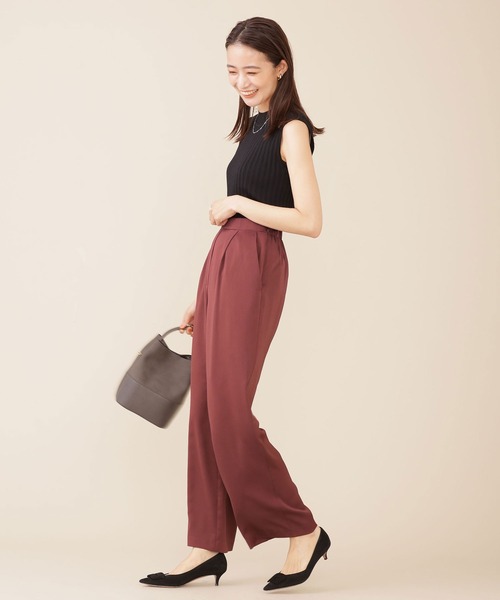 NANO universe（ナノユニバース）の「サッカーサテンイージーギャザーパンツ（その他パンツ・レディース・ブラウン/ネイビー/アイボリー・36/38）」の21枚目の写真