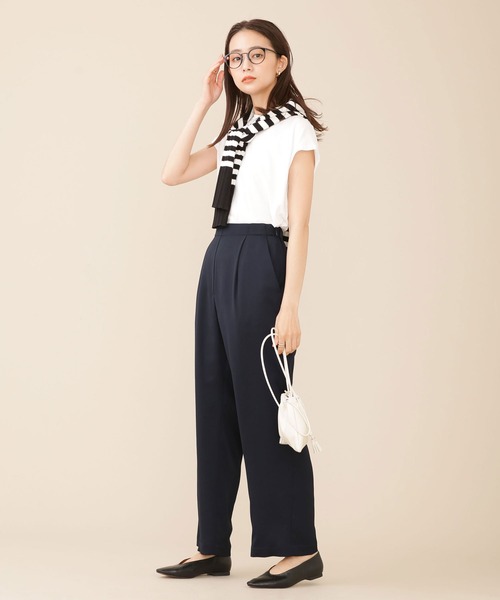 NANO universe（ナノユニバース）の「サッカーサテンイージーギャザーパンツ（その他パンツ・レディース・ブラウン/ネイビー/アイボリー・36/38）」の11枚目の写真