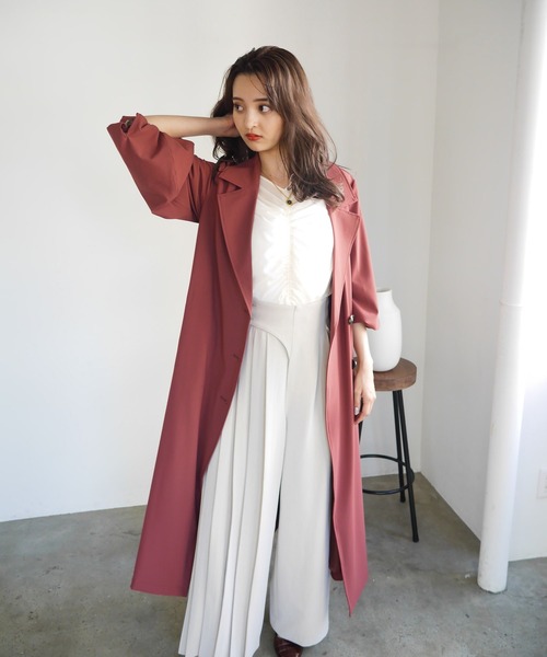 LADYMADE（レディメイド）の「ハーフプリーツアシメワイドパンツ（その他パンツ・レディース・グレー/ライトベージュ/カーキ・FREE）」の3枚目の写真
