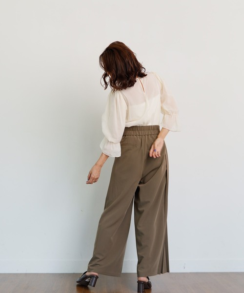 LADYMADE（レディメイド）の「ハーフプリーツアシメワイドパンツ（その他パンツ・レディース・グレー/ライトベージュ/カーキ・FREE）」の16枚目の写真