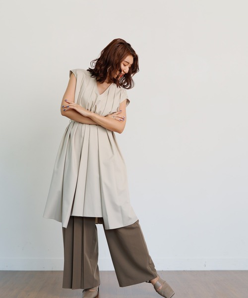 LADYMADE（レディメイド）の「ハーフプリーツアシメワイドパンツ（その他パンツ・レディース・グレー/ライトベージュ/カーキ・FREE）」の21枚目の写真