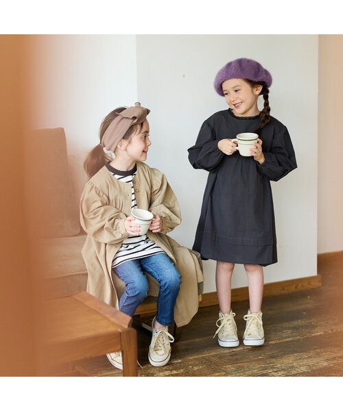 BREEZE（ブリーズ）の「袖ボリュームワンピース（ワンピース・キッズ・ブラック/ブラウン/チェック・100/110/80/140/120/130/90）」の6枚目の写真