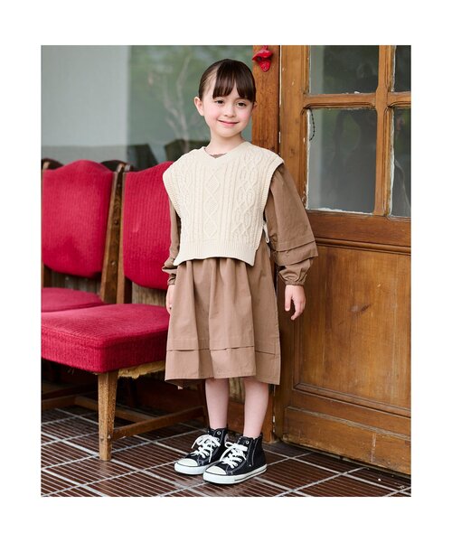 BREEZE（ブリーズ）の「袖ボリュームワンピース（ワンピース・キッズ・ブラック/ブラウン/チェック・100/110/80/140/120/130/90）」の10枚目の写真